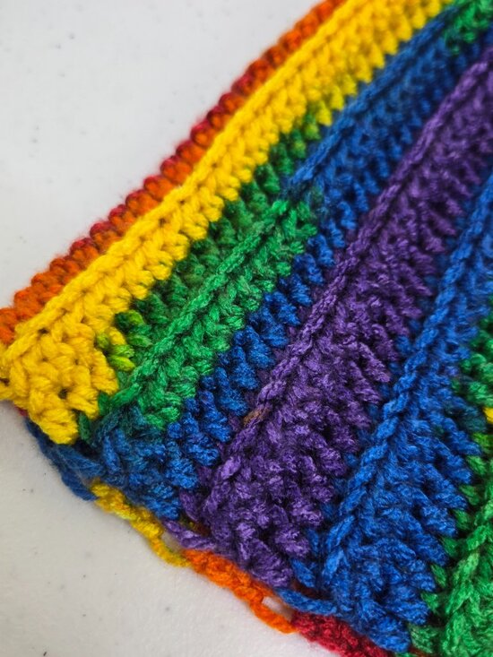 Hand-Crocheted Rainbow Beanie, Pride Striped Hat, Acrylic Yarn, Festival Wear main image 14